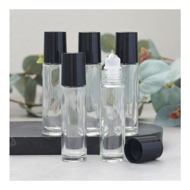 ♥ Voordeelset rollers 10 ml - 5 stuks transparant / zwart