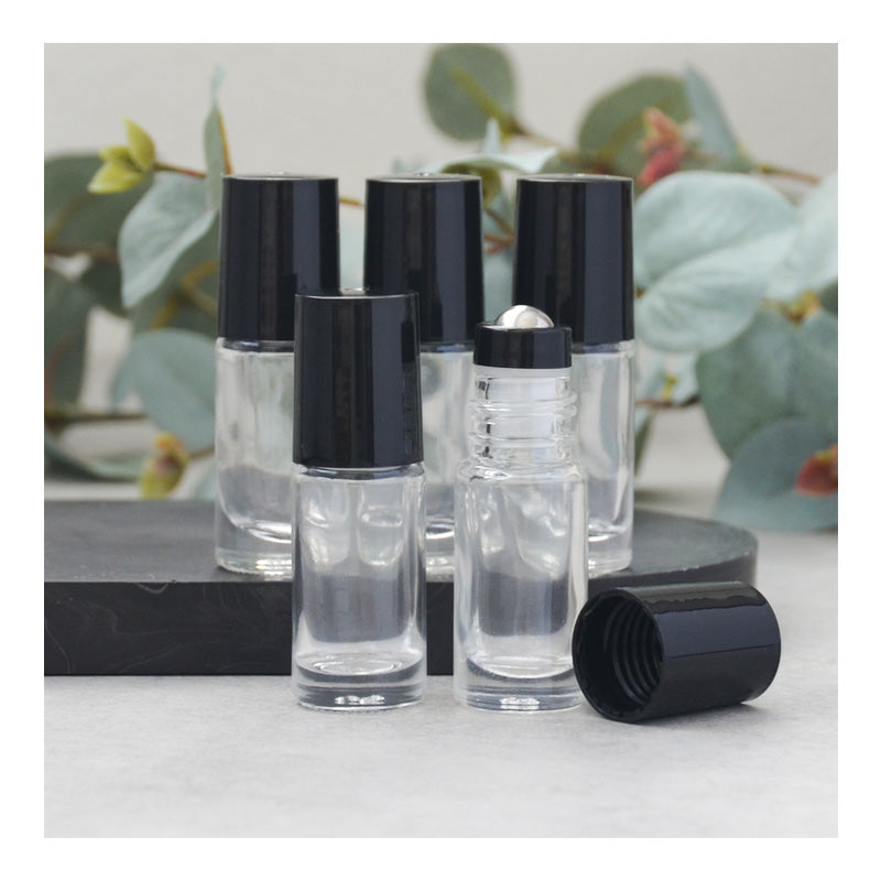 ♥ Voordeelset rollers 5 ml - 5 stuks transparant / zwart